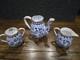 Rare Mario Sambuco Deruta Italy Hand Painted Teapot Creamer Sugar Bowl Set