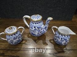 RARE Mario Sambuco Deruta Italy Hand Painted Teapot Creamer Sugar Bowl Set