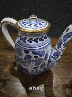 RARE Mario Sambuco Deruta Italy Hand Painted Teapot Creamer Sugar Bowl Set