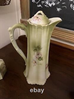 RARE Nippon Hand Painted Dogwood 6 Piece Tea Pot Set With Gold Gilding