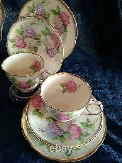 RARE'Royal Stafford''Carousel' Pastel Hydrangea Tea Set 24 Piece & Teapot