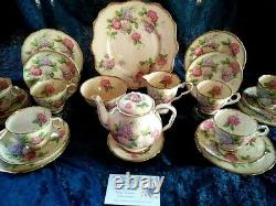 RARE'Royal Stafford''Carousel' Pastel Hydrangea Tea Set 24 Piece & Teapot