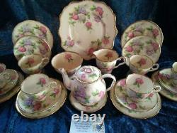 RARE'Royal Stafford''Carousel' Pastel Hydrangea Tea Set 24 Piece & Teapot