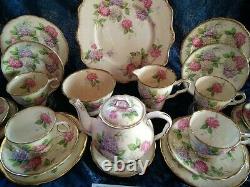 RARE'Royal Stafford''Carousel' Pastel Hydrangea Tea Set 24 Piece & Teapot