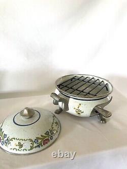 RARE SET Vintage ASTA Enamel Cookware Teapot, Casserole Pot, & Fondue Set
