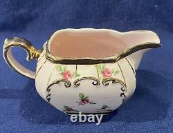 RARE Set Sadler Cube Teapot Sugar Creamer Pink Ditsy Rose Chinz England 1936