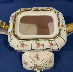RARE Set Sadler Cube Teapot Sugar Creamer Pink Ditsy Rose Chinz England 1936