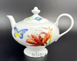 RARE Williams-Sonoma Bernardaud France Jardin Des Fleurs Teapot, Creamer Sugar