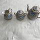 Rare Teapot Set With Sugar Bowl And Creamer Look At Markings Gold Trim Blue