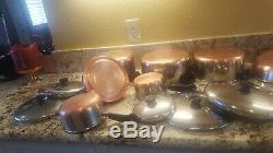 REVERE WARE 20 PC SET USA Copper Btm, Sauce Pans Skillets Lids, steamer, Teapot
