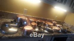 REVERE WARE 20 PC SET USA Copper Btm, Sauce Pans Skillets Lids, steamer, Teapot