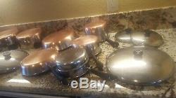 REVERE WARE 20 PC SET USA Copper Btm, Sauce Pans Skillets Lids, steamer, Teapot