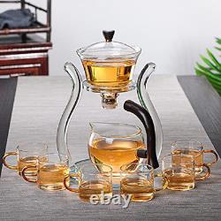 RORA Glass Teapot Set Glass Automatic Lazy Tea Set Magnetic Rotating Kungfu Heat