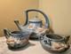 Roseville Blue Magnolia Tea Set Tea Pot With Lid, Creamer, Open Sugar Pottery