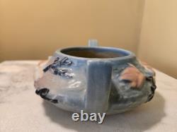ROSEVILLE blue MAGNOLIA TEA SET tea pot with lid, creamer, open sugar pottery