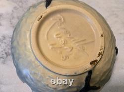 ROSEVILLE blue MAGNOLIA TEA SET tea pot with lid, creamer, open sugar pottery