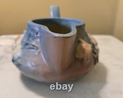 ROSEVILLE blue MAGNOLIA TEA SET tea pot with lid, creamer, open sugar pottery