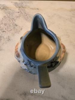 ROSEVILLE blue MAGNOLIA TEA SET tea pot with lid, creamer, open sugar pottery