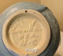 ROSEVILLE blue MAGNOLIA TEA SET tea pot with lid, creamer, open sugar pottery