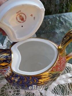 ROYAL CROWN DERBY 3pc QUAIL TEA SET Teapot, Sugar Bowl and Creamer ENGLAND A1316