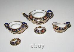 ROYAL CROWN DERBY Miniature IMARI Tea Set Teaset Teapot Sugar Bowl Creamer Mint