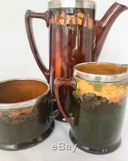 ROYAL DOULTON KINGSWARE 3 Pc Set RARE PIED PIPER Teapot Creamer & Sugar Sterling