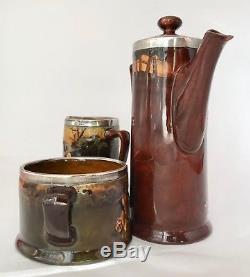 ROYAL DOULTON KINGSWARE 3 Pc Set RARE PIED PIPER Teapot Creamer & Sugar Sterling