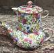 Royal Winton Grimades Summertime England Mini Teapot Stacking Set W Gold Trim