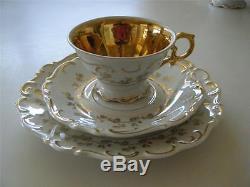 RS Germany Antique 27 Piece China Floral Gold TrimTea Set WithTeapot Creamer Sugar