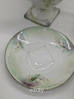 RS PRUSSIA Iridescent 7pc Set Teapot Sugar Creamer Cup Saucer Lily of the Valley