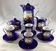 Rs Prussia Cobalt Blue Gold Trim Full Size 13 Pc Tea Coffee Set Angels Soldier