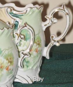 RS Prussia Demi Tea Set OM 35 Teapot Pitcher Sugar Bowl 3 Pieces White Flowers