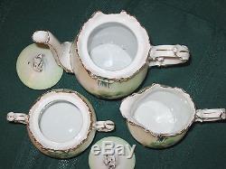 RS Prussia Demi Tea Set OM 35 Teapot Pitcher Sugar Bowl 3 Pieces White Flowers