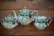 Rs Prussia Teapot Set Creamer & Sugar Teal With Hp Violets Unmarked