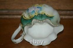 RS Prussia Teapot Set Creamer & Sugar Teal with HP Violets Unmarked