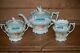 Rs Prussia Teapot Set With Creamer & Sugar Teal With Hp Pink & Yellow Roses