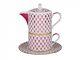 Russian Imperial Lomonosov Porcelain Set Tea Cup, Saucer, Teapot Net Blues Gold