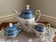 Rw Wachter #48 Bavarian Hand Painted Coffee/teapot Set Sugar Creamer Gold Blue