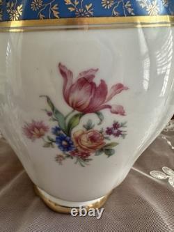 RW Wachter #48 Bavarian Hand Painted Coffee/Teapot Set Sugar Creamer Gold Blue
