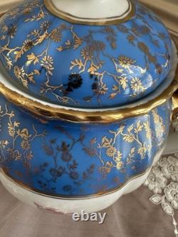 RW Wachter #48 Bavarian Hand Painted Coffee/Teapot Set Sugar Creamer Gold Blue
