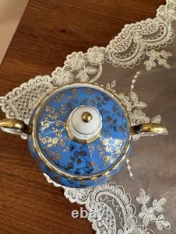 RW Wachter #48 Bavarian Hand Painted Coffee/Teapot Set Sugar Creamer Gold Blue