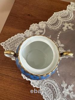 RW Wachter #48 Bavarian Hand Painted Coffee/Teapot Set Sugar Creamer Gold Blue
