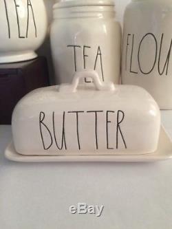 Rae Dunn Flour Tea Canisters Spoon Rest Teapot Cream Sugar Butter Starter Set