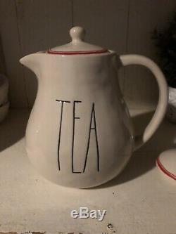 Rae Dunn Red Line Boutique Teapot Set