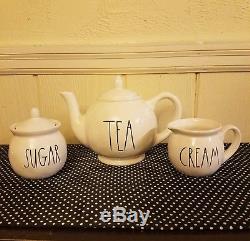 Rae Dunn Teapot Sugar Cream 5 pc Set BRAND NEW