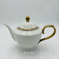 Ralph Lauren Hampton's Tea White Porcelain Teapot Gold Trim Large