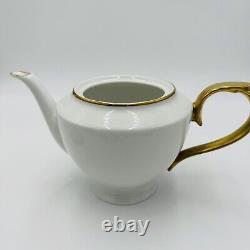 Ralph Lauren Hampton's Tea White Porcelain Teapot Gold Trim Large