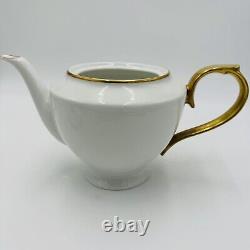 Ralph Lauren Hampton's Tea White Porcelain Teapot Gold Trim Large