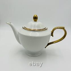 Ralph Lauren Hampton's Tea White Porcelain Teapot Gold Trim Large