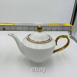 Ralph Lauren Hampton's Tea White Porcelain Teapot Gold Trim Large